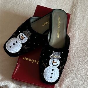 Michael Simon Festive Black Snowman Slides